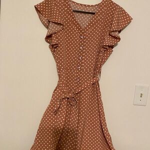Polka Dot Ruffle Sleeve Dress